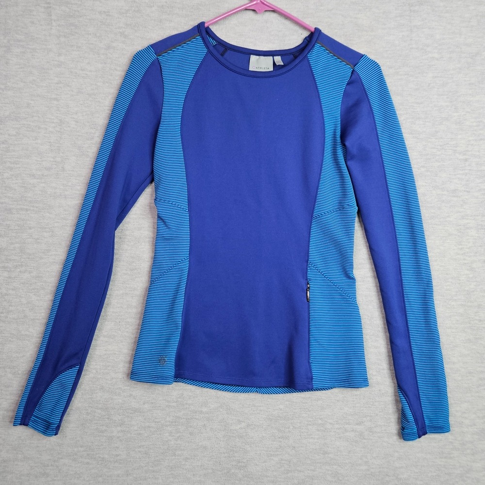 Athleta Women's Blue Spotlight Long Sleeve Pullover Running Gym Top Size XXS